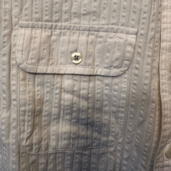 Tommy Bahama Men’s Small White Seersucker Stripe Button Down Beach Travel Casual - Picture 2 of 12